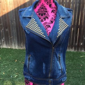 Dolled up distress Denim vest